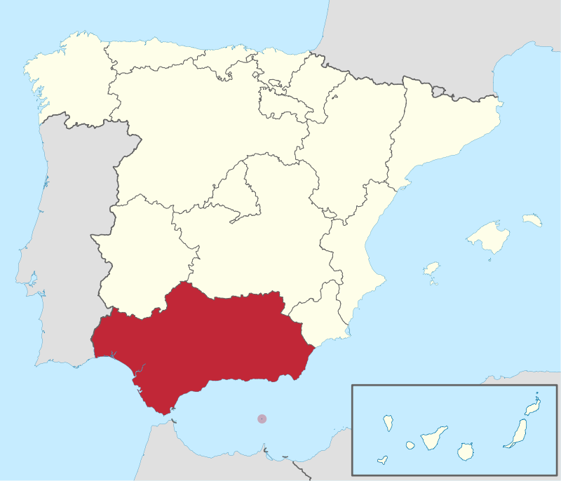 Ubicación de Andalucía en España