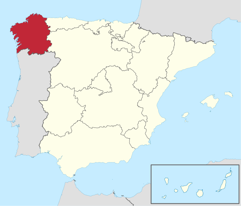 Ubicación de Galicia en España