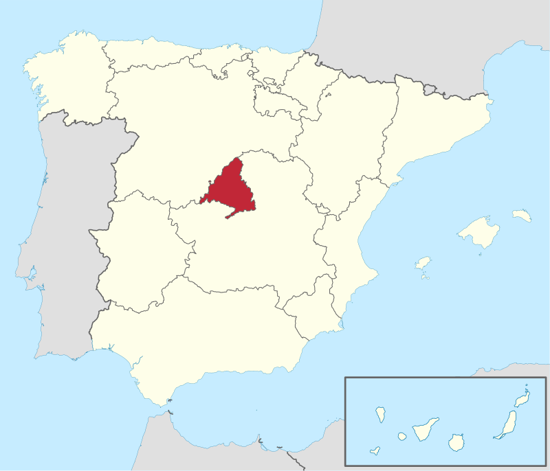 Ubicación de la Comunidad de Madrid en España