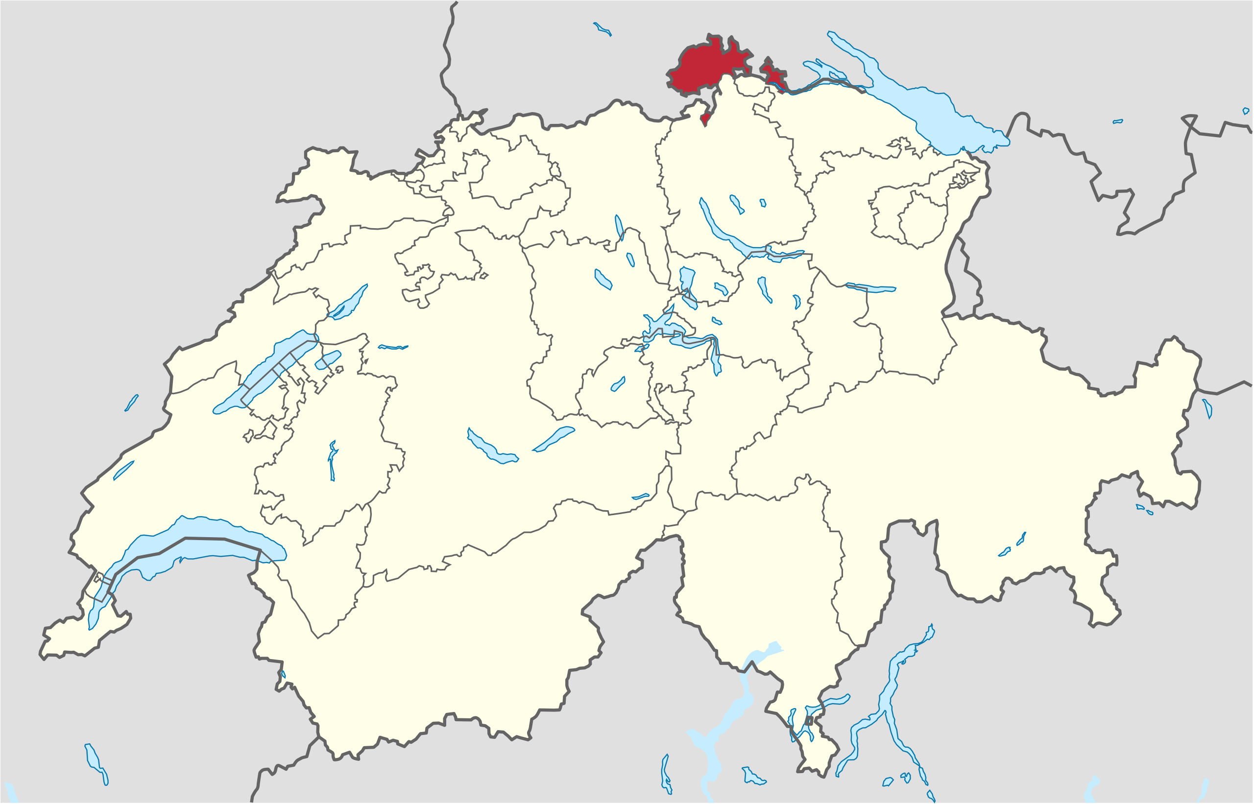 Ubicación en Suiza: Schaffhausen