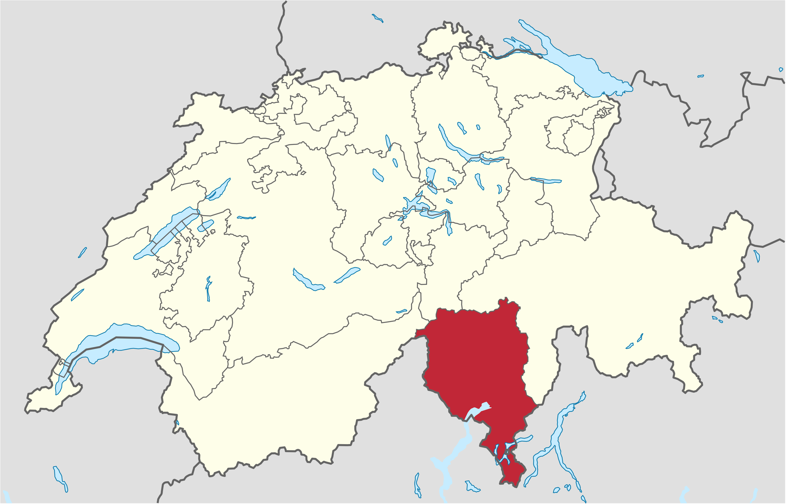 Ubicación en Suiza: Tesino