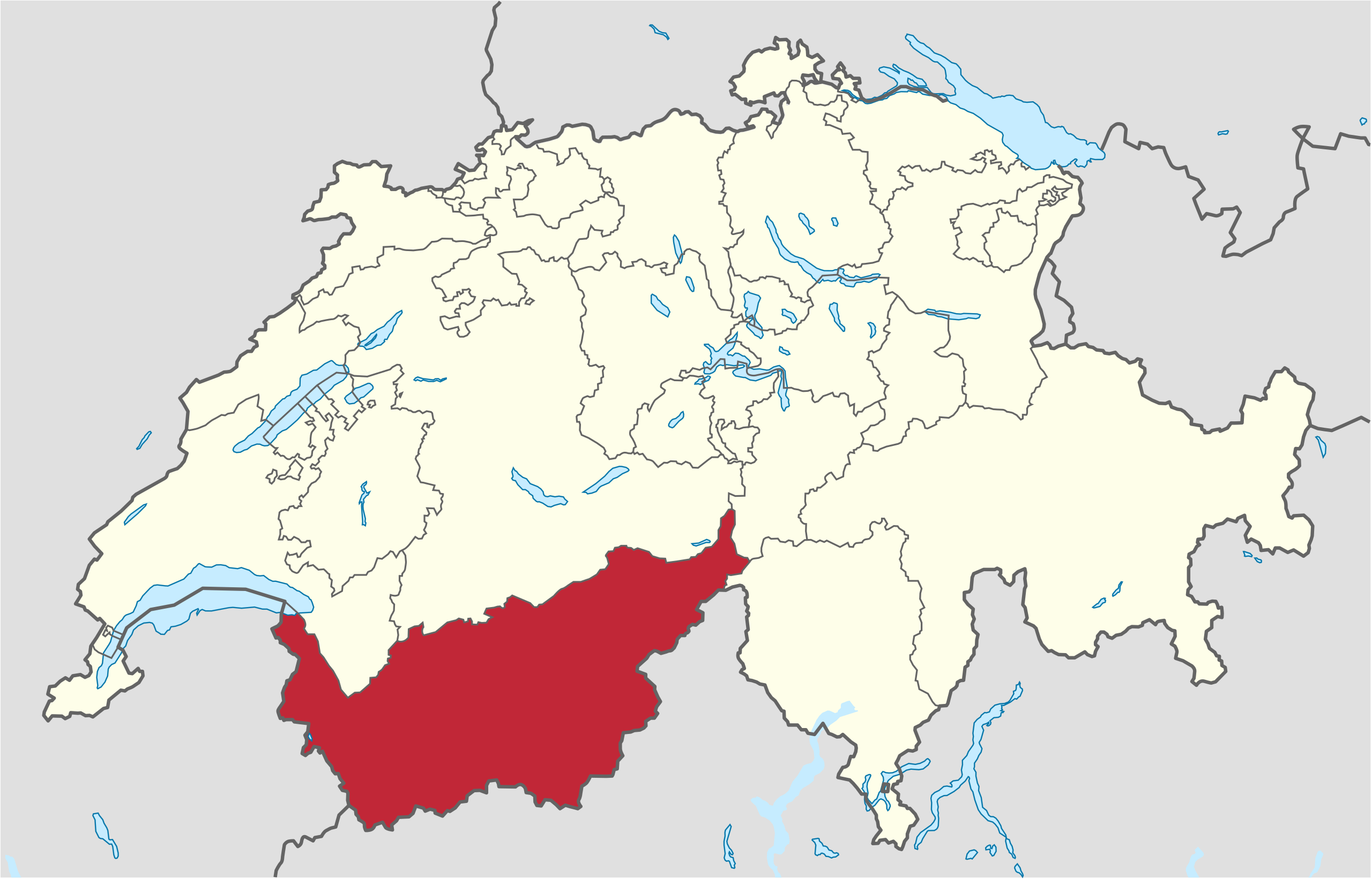 Ubicación en Suiza: Valais