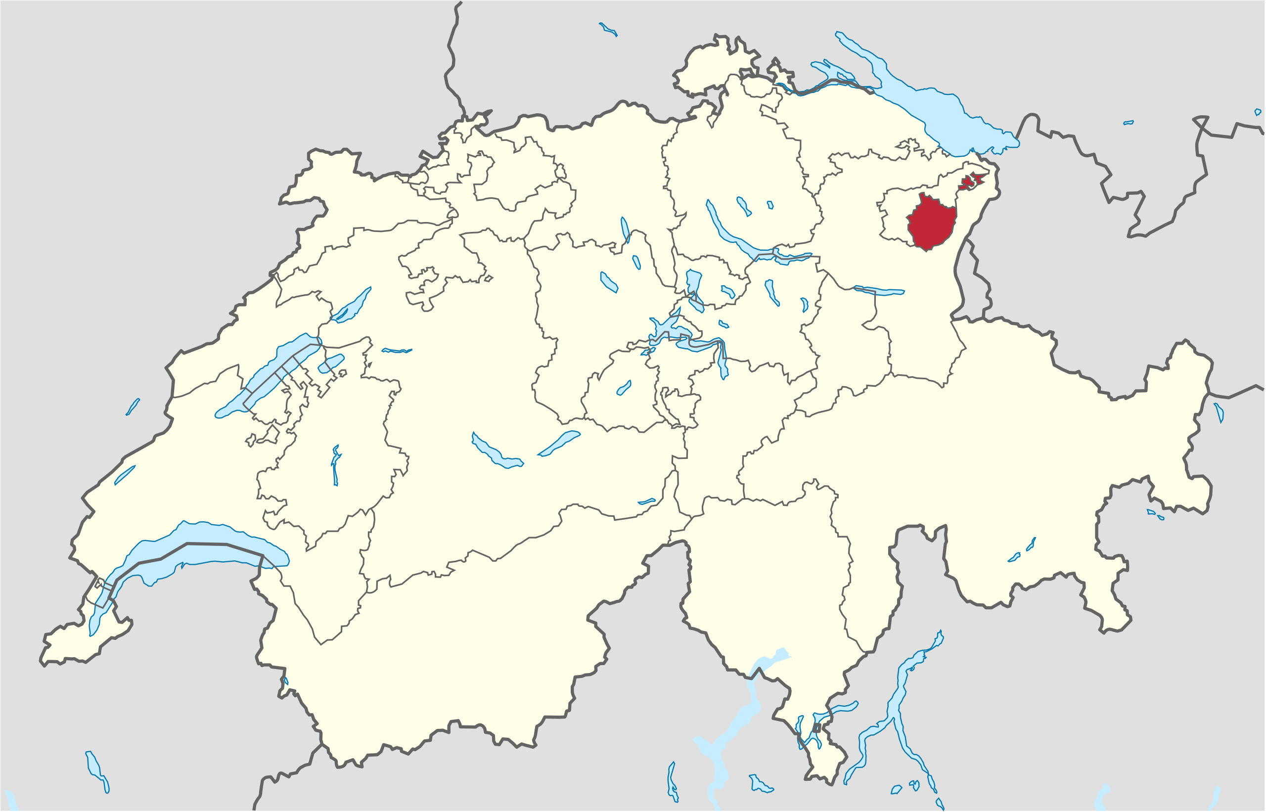 Ubicación en Suiza: Appenzell Rodas Interiores